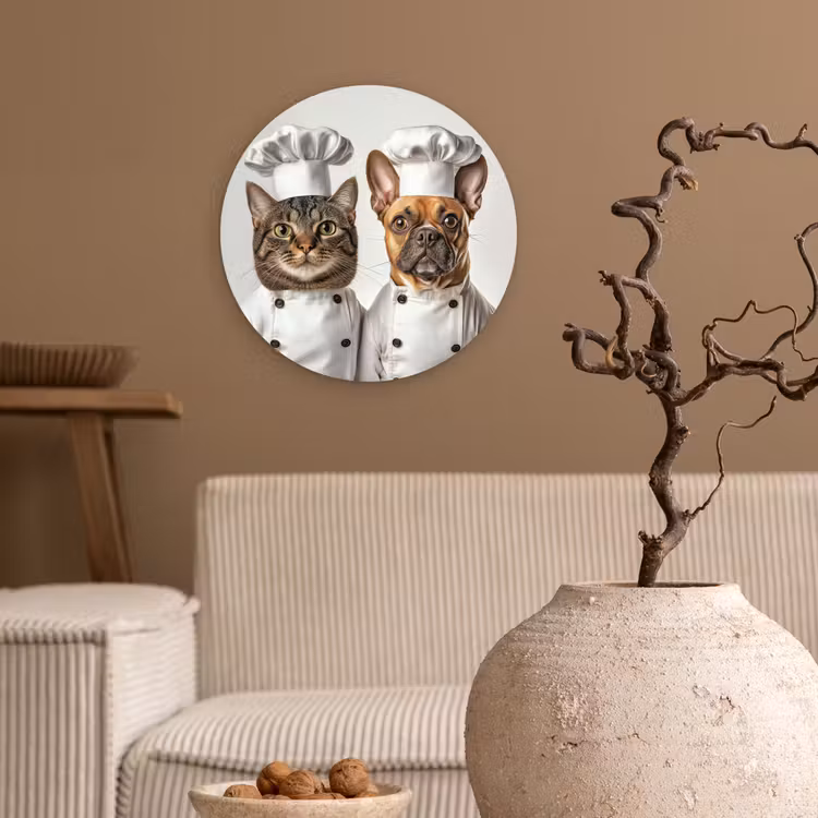 Wandcirkel - Glas - Kat - Hond - Kokskleding — 2