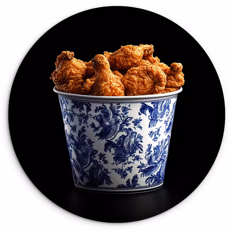Wandcirkel - Glas - Kip - Bucket - Delfts blauw - Lekker — 1