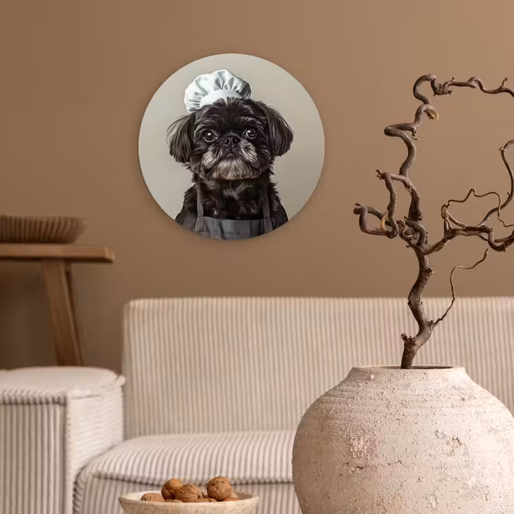 Wandcirkel - Glas - Kokskleding - Zwart - Hondje — 2