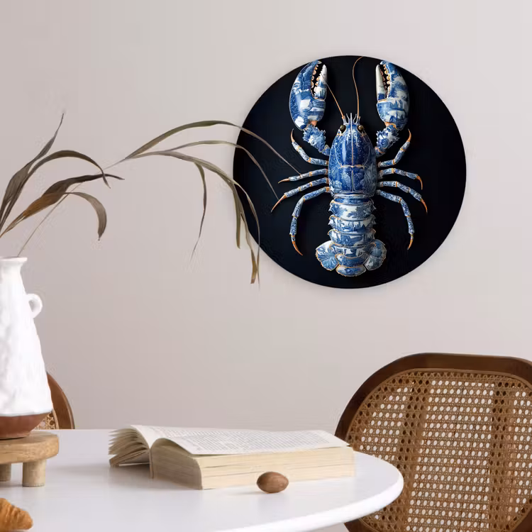 Wandcirkel - Glas - Kreeft - Delftsblauw - Schild - Stoer — 4