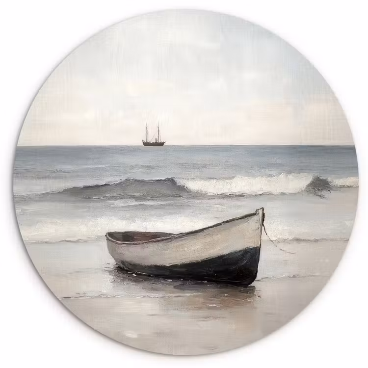 Wandcirkel - Glas - Roeiboot - Zee - Horizon — 1