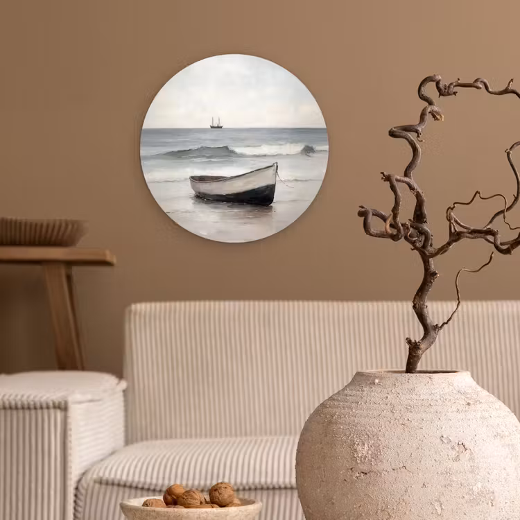 Wandcirkel - Glas - Roeiboot - Zee - Horizon — 2