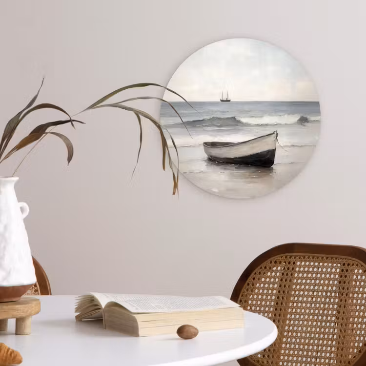 Wandcirkel - Glas - Roeiboot - Zee - Horizon — 4