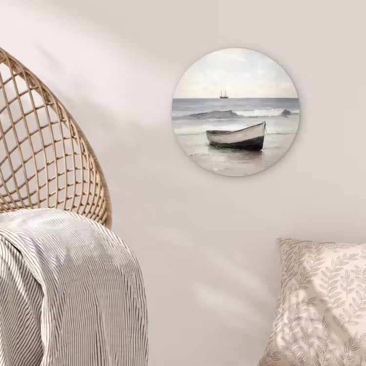 Wandcirkel - Glas - Roeiboot - Zee - Horizon — 5