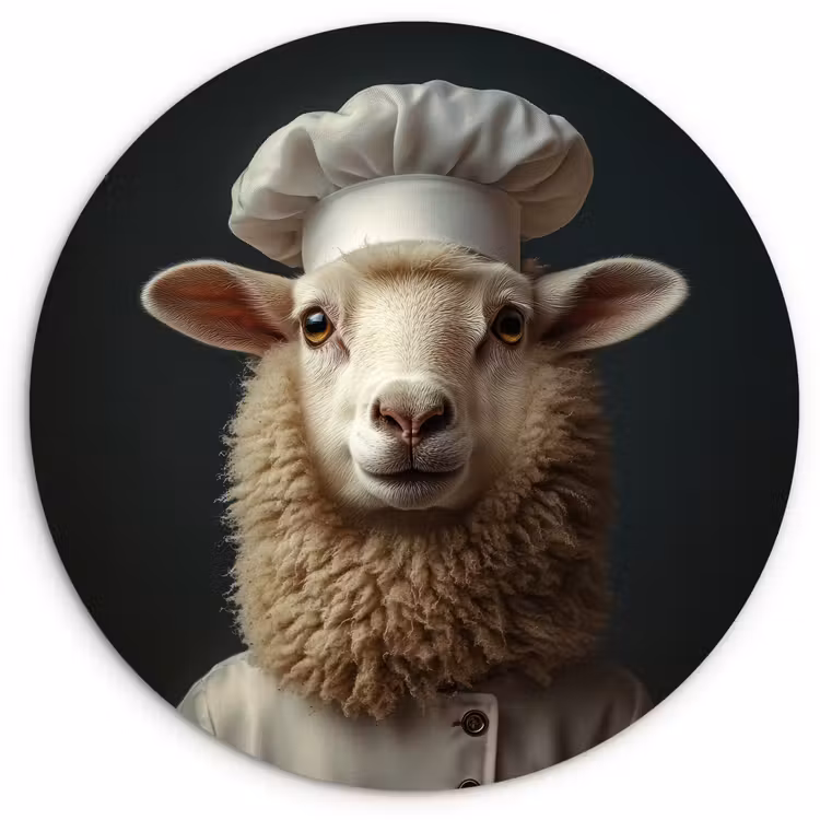 Wandcirkel - Glas - Schaap - Wol - Kok — 1
