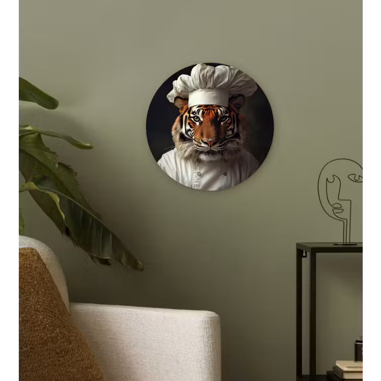 Wandcirkel - Glas - Tijger - Kokskleding - Bruin — 3