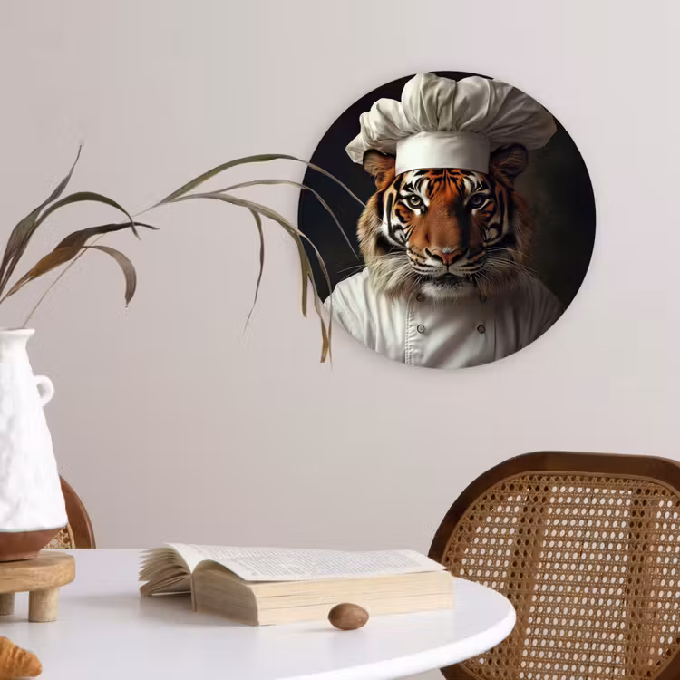 Wandcirkel - Glas - Tijger - Kokskleding - Bruin — 4