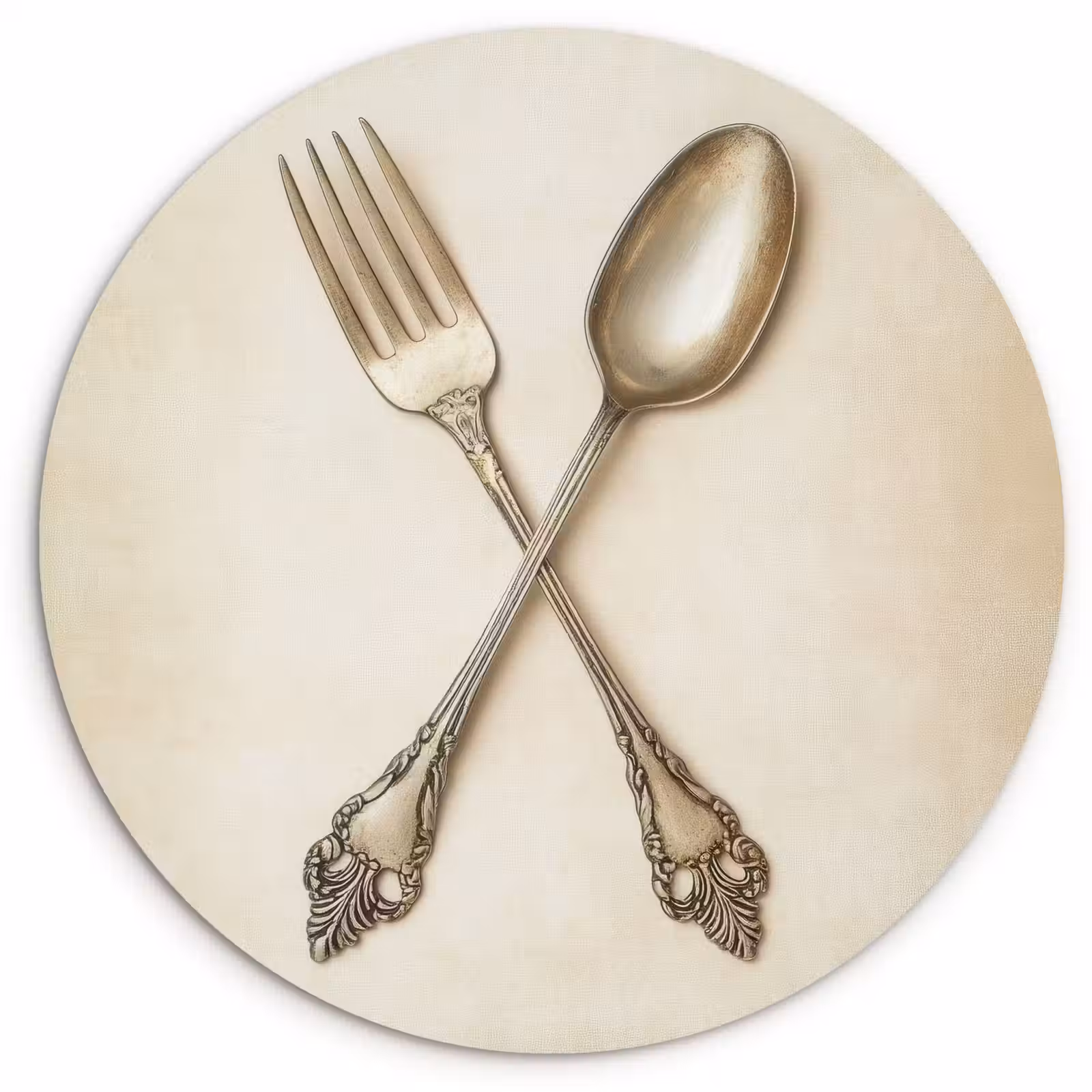 Wandcirkel - Glas - Beige - Vintage - Bestek — 1