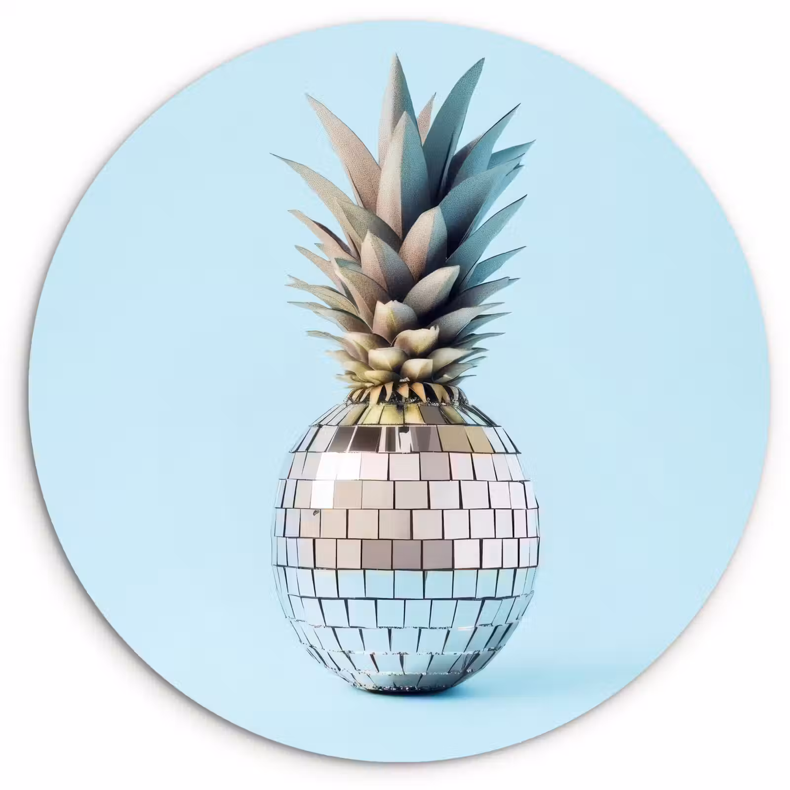 Wandcirkel - Glas - Blauw - Ananas - Disco - Discobal — 1
