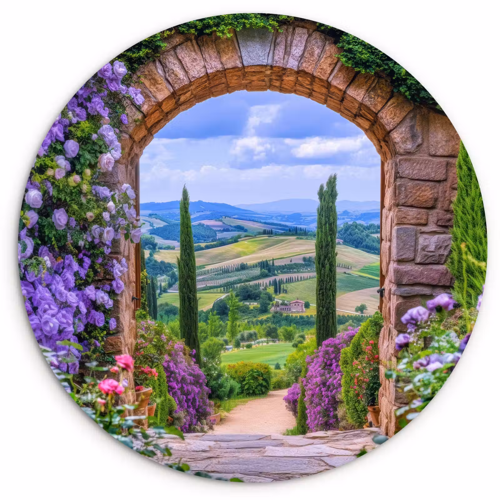 Wandcirkel - Glas - Doorkijk - Toscane - Landschap - Poort — 1