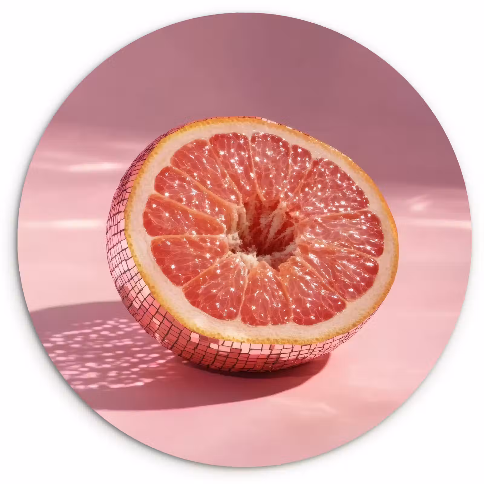 Wandcirkel - Glas - Grapefruit - Roze - Disco - Shiny — 1