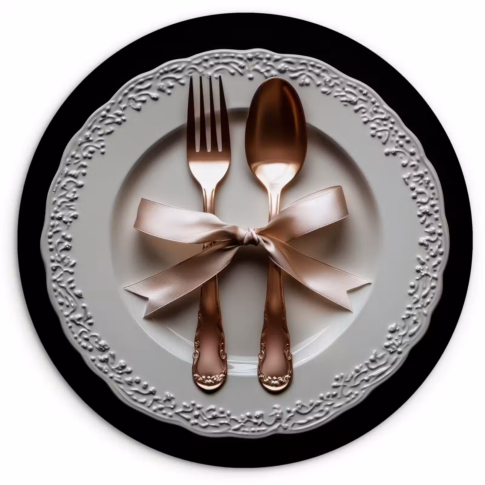 Wandcirkel - Glas - Rose - Strik - Bestek — 1
