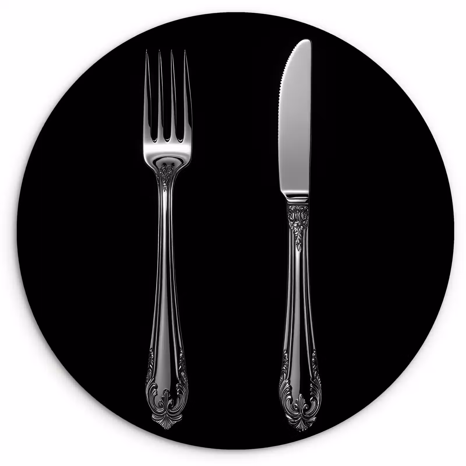 Wandcirkel - Glas - Vork - Mes - Zilver — 1