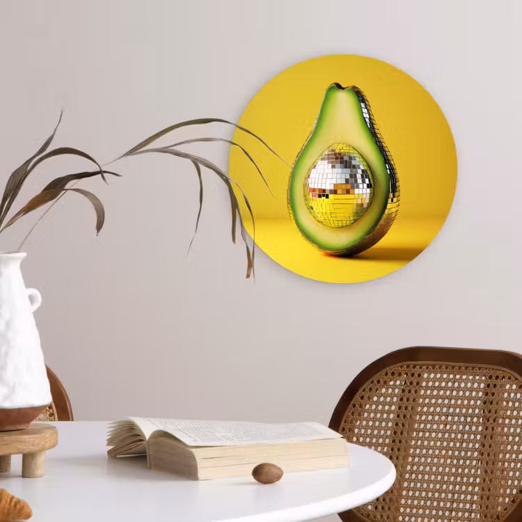 Wandcirkel - Glas - Avocado - Discobal - Geel - Glitter — 4