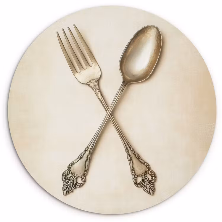Wandcirkel - Glas - Beige - Vintage - Bestek — 1