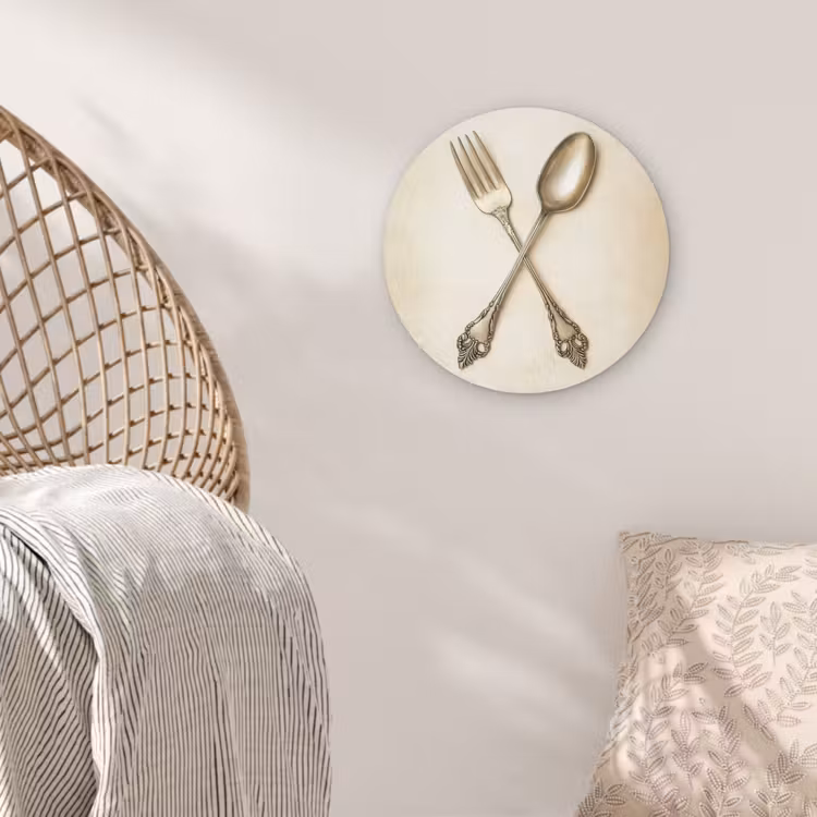 Wandcirkel - Glas - Beige - Vintage - Bestek — 5