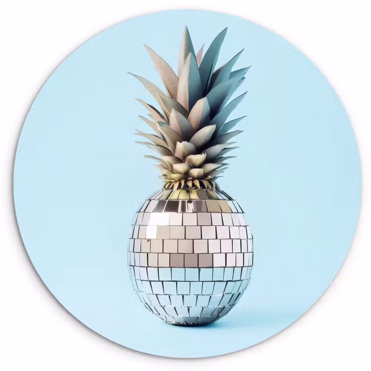 Wandcirkel - Glas - Blauw - Ananas - Disco - Discobal — 1