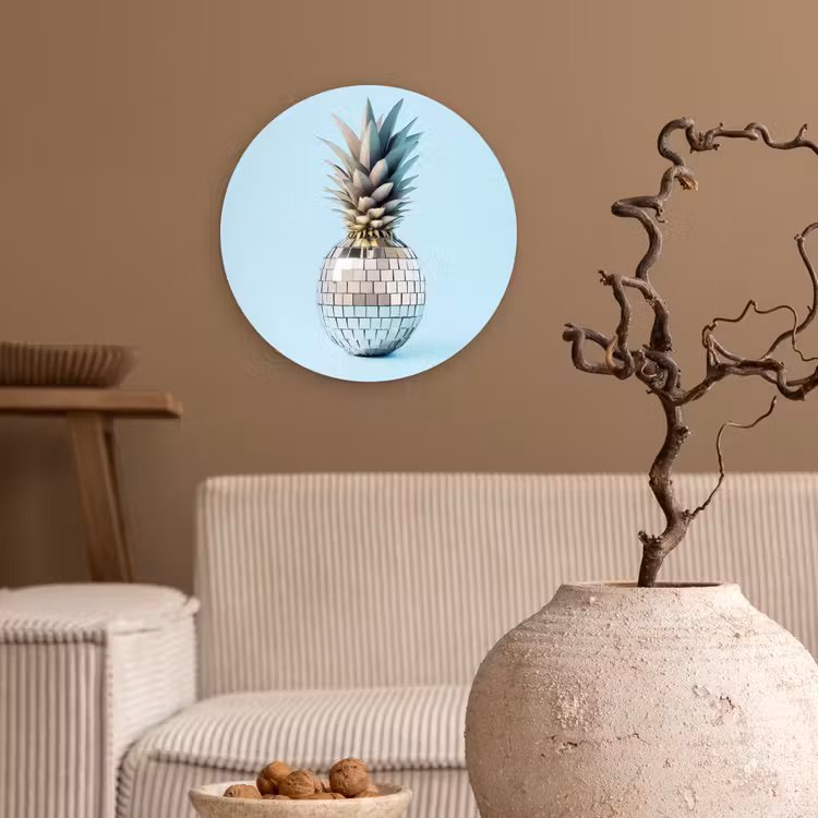 Wandcirkel - Glas - Blauw - Ananas - Disco - Discobal — 2
