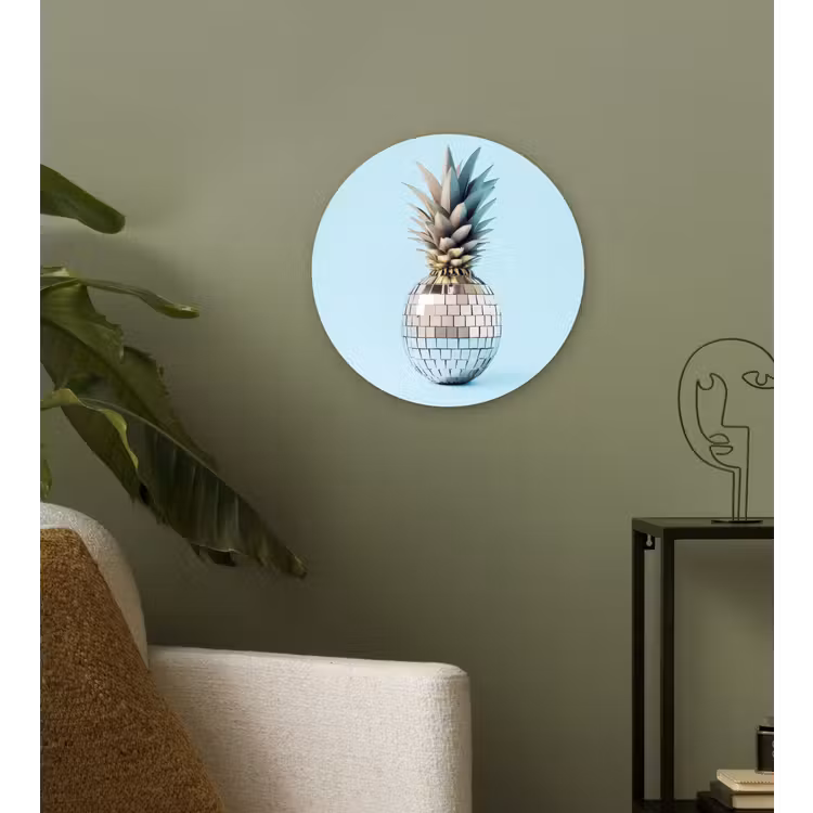 Wandcirkel - Glas - Blauw - Ananas - Disco - Discobal — 3