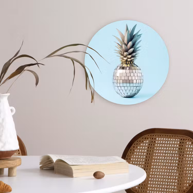 Wandcirkel - Glas - Blauw - Ananas - Disco - Discobal — 4