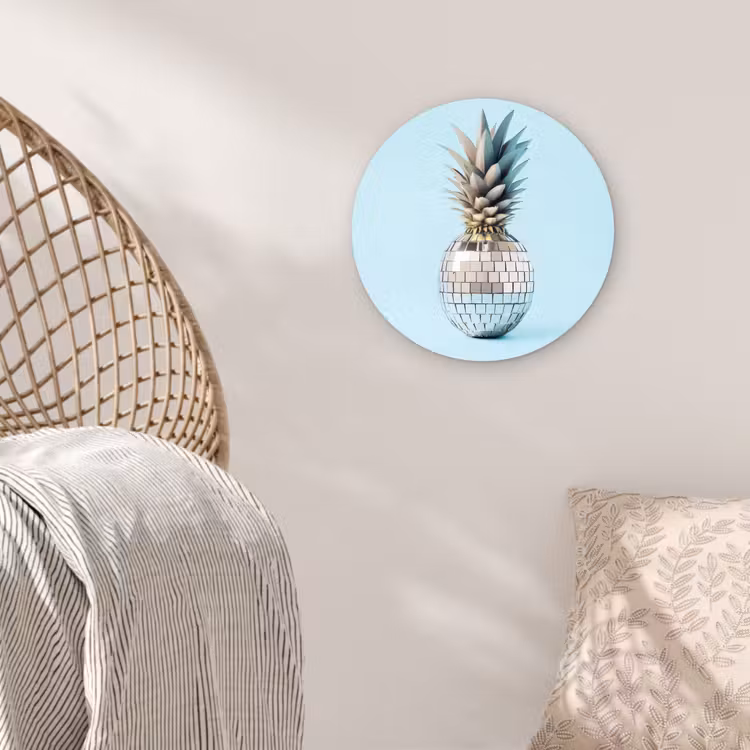Wandcirkel - Glas - Blauw - Ananas - Disco - Discobal — 5