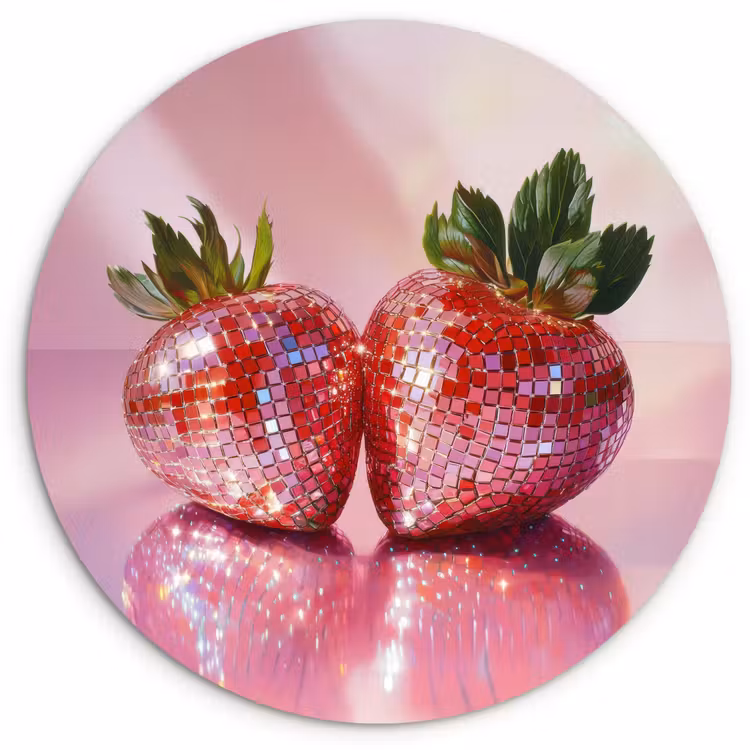 Wandcirkel - Glas - Disco - Fruit - Glitter - Strawberry — 1