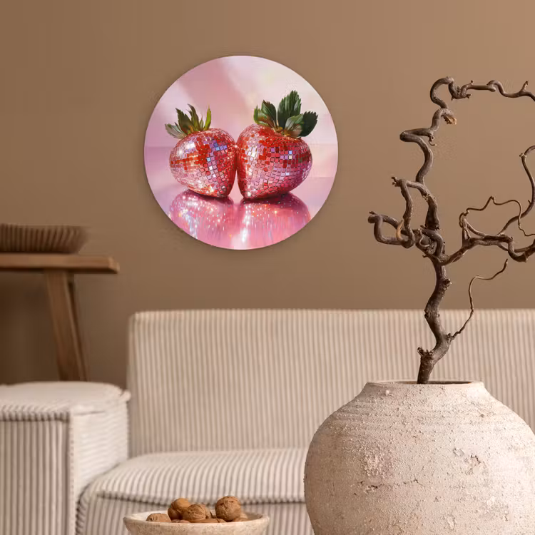 Wandcirkel - Glas - Disco - Fruit - Glitter - Strawberry — 2