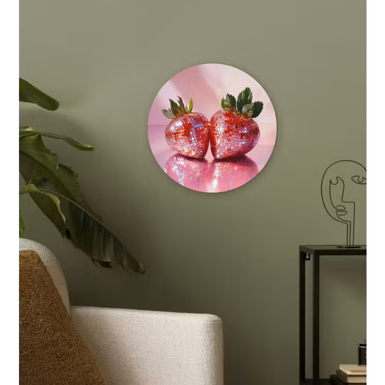 Wandcirkel - Glas - Disco - Fruit - Glitter - Strawberry — 3