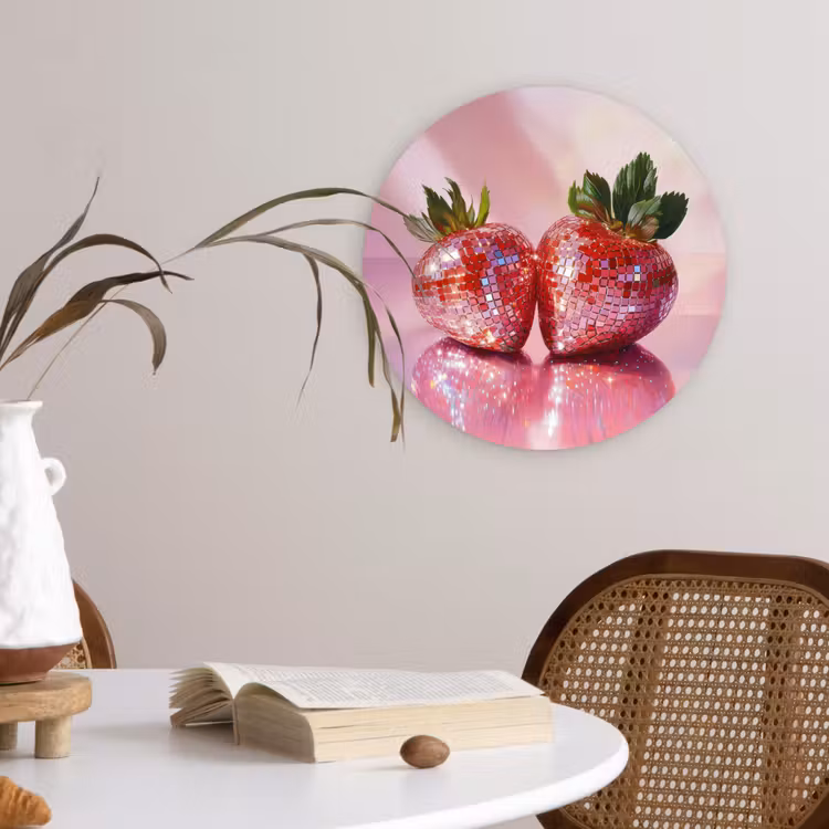 Wandcirkel - Glas - Disco - Fruit - Glitter - Strawberry — 4
