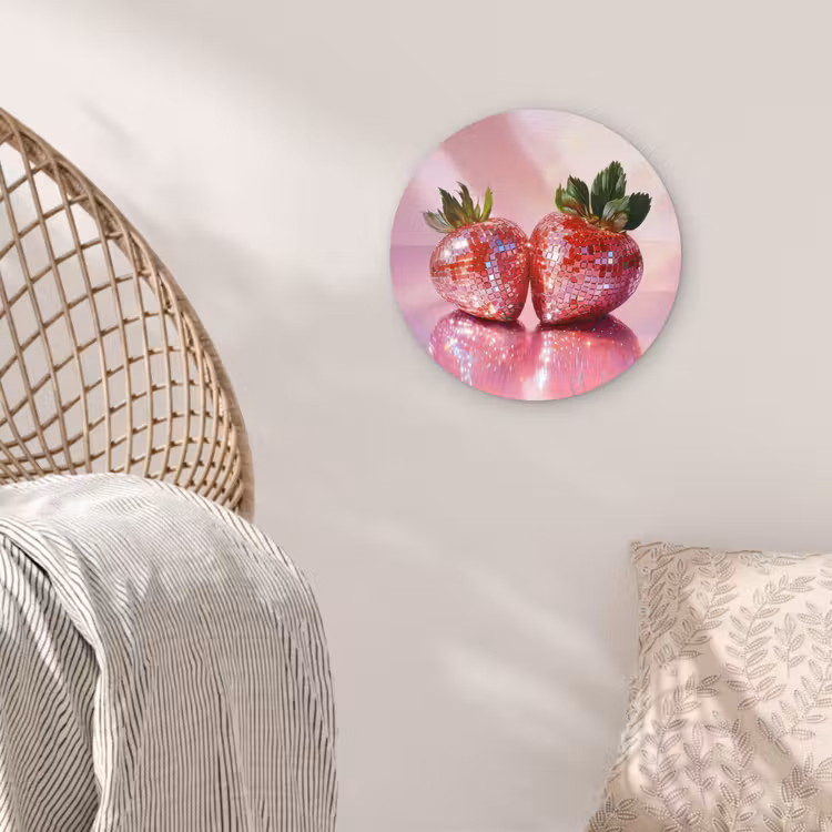 Wandcirkel - Glas - Disco - Fruit - Glitter - Strawberry — 5