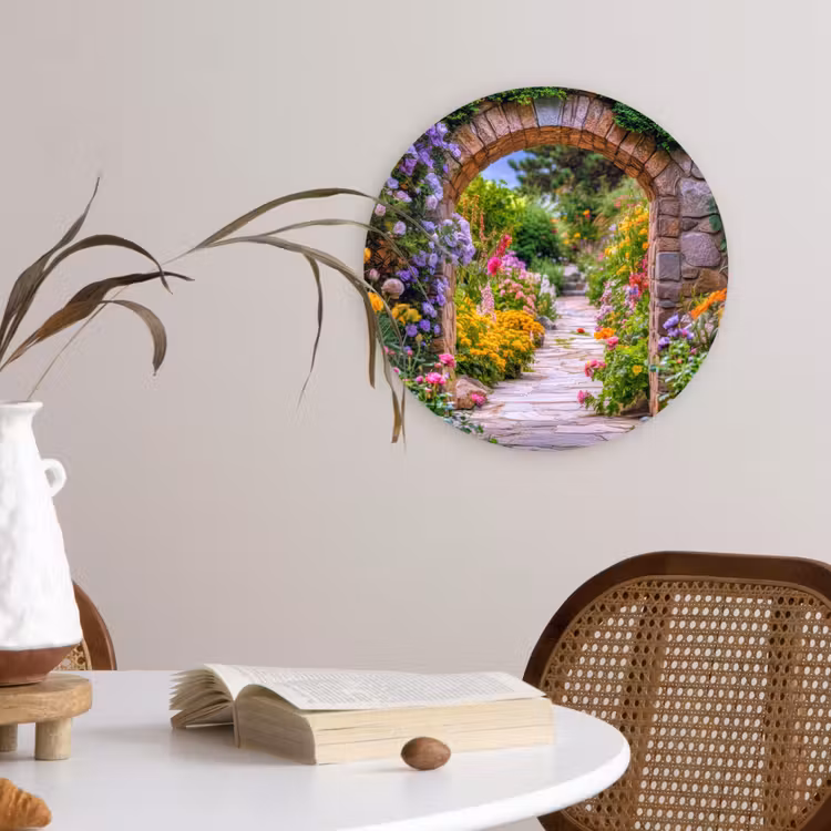 Wandcirkel - Glas - Doorkijk - Bloemen - Pad - Natuur — 4