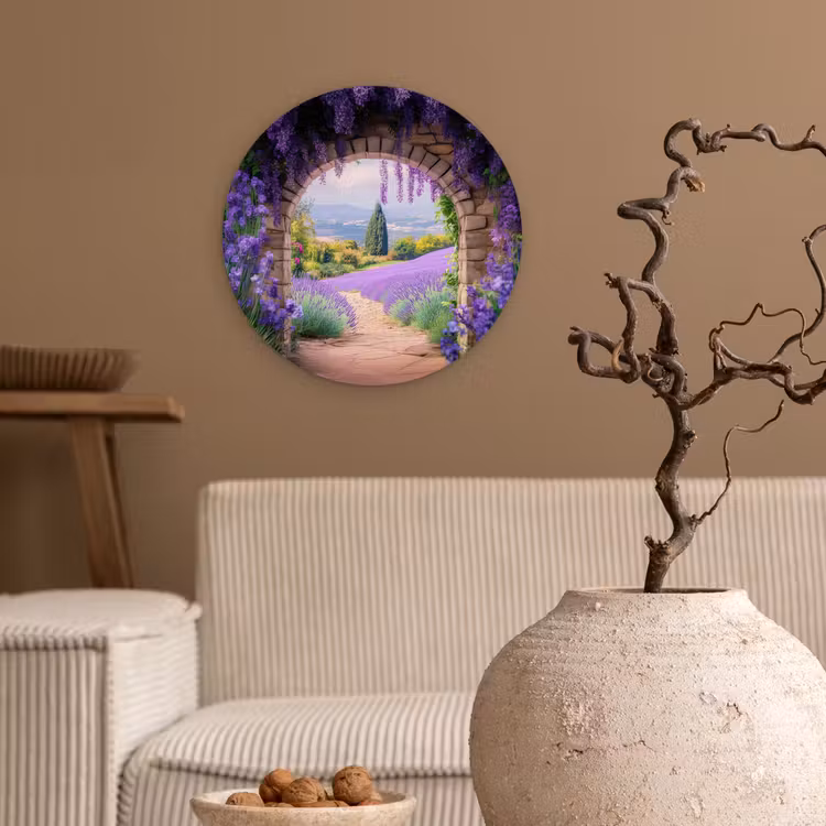 Wandcirkel - Glas - Doorkijk - Lavendel - Bloemen - Paars - Poort — 2