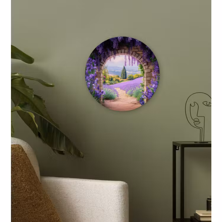 Wandcirkel - Glas - Doorkijk - Lavendel - Bloemen - Paars - Poort — 3
