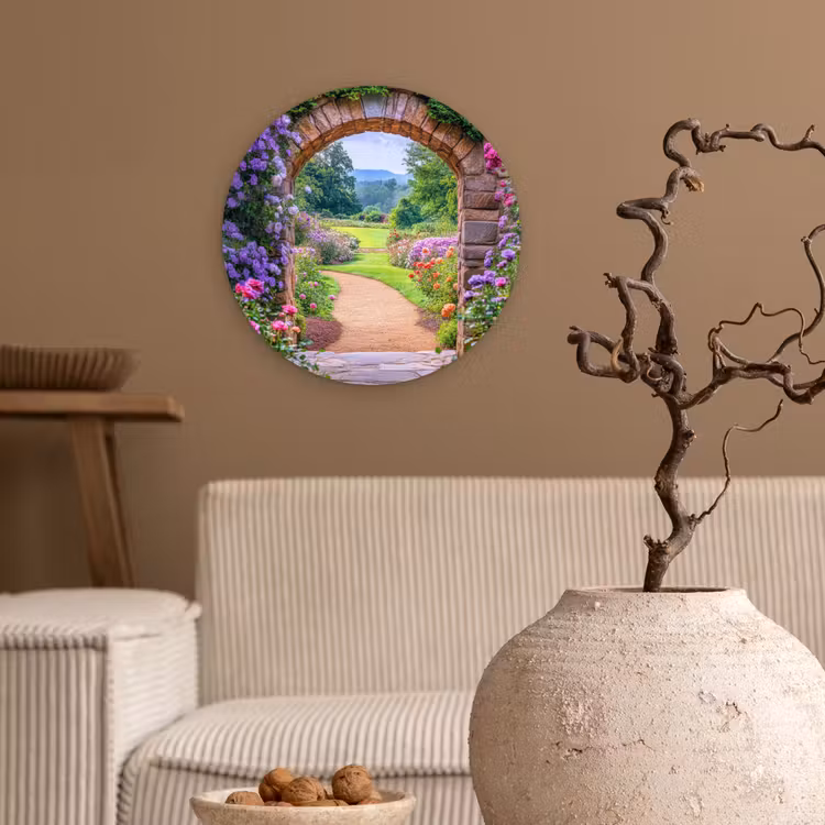 Wandcirkel - Glas - Doorkijk - Poort - Bloemen - Tuin — 2