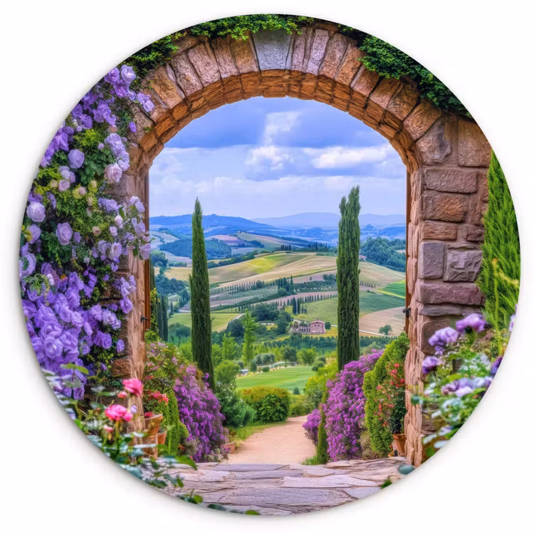 Wandcirkel - Glas - Doorkijk - Toscane - Landschap - Poort — 1