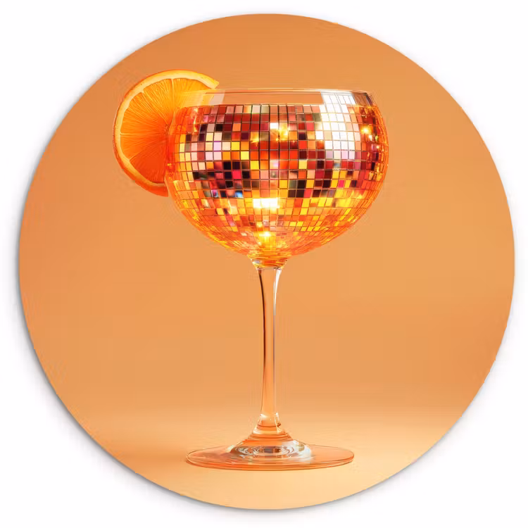 Wandcirkel - Glas - Drank - Oranje - Glitter - Disco — 1