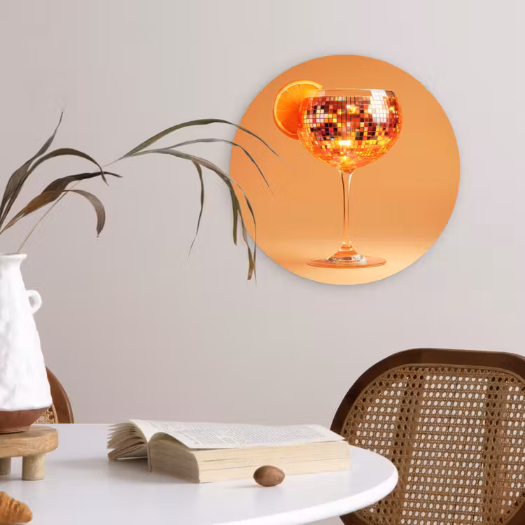 Wandcirkel - Glas - Drank - Oranje - Glitter - Disco — 4
