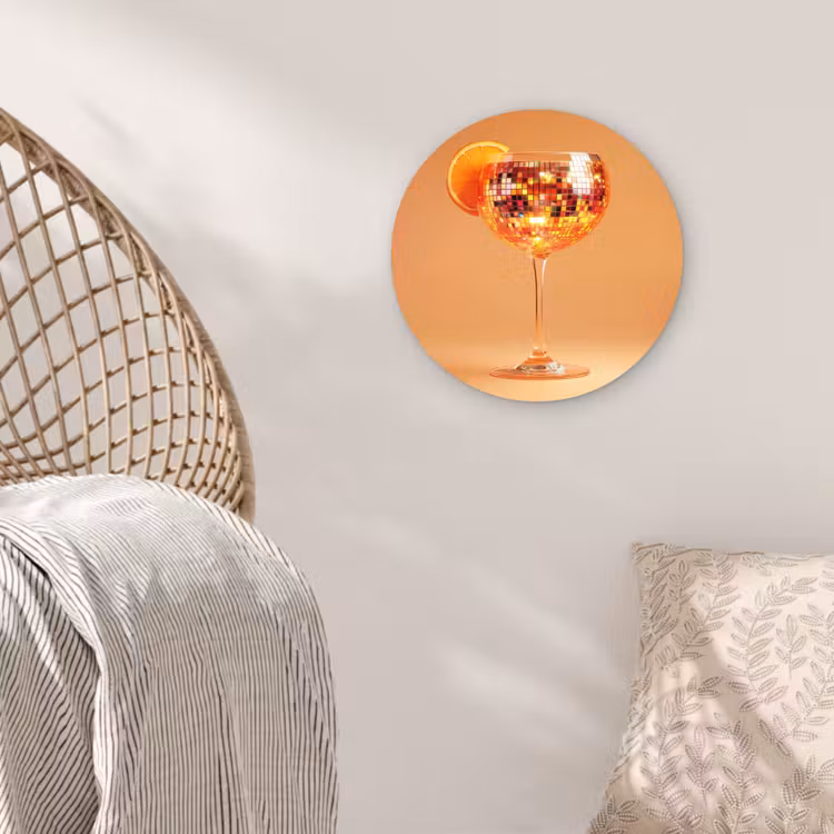 Wandcirkel - Glas - Drank - Oranje - Glitter - Disco — 5
