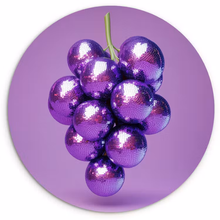 Wandcirkel - Glas - Druif - Disco - Glitter - Paars — 1