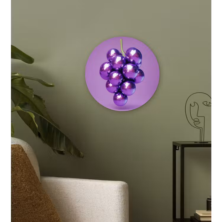 Wandcirkel - Glas - Druif - Disco - Glitter - Paars — 3