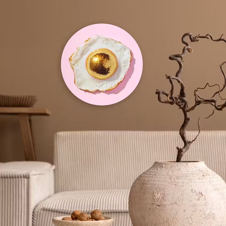Wandcirkel - Glas - Ei - Disco - Ontbijt - Glitter — 2