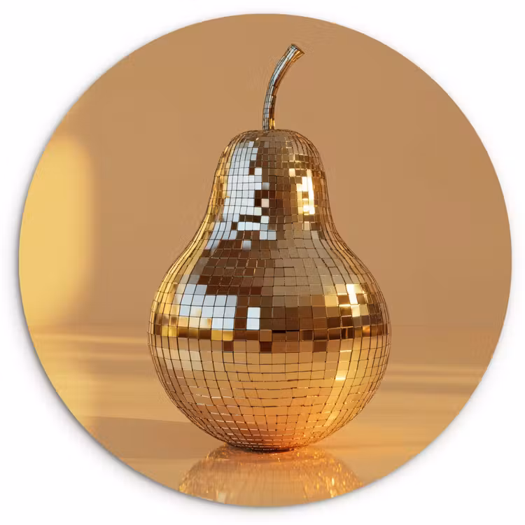 Wandcirkel - Glas - Goud - Disco - Glitter - Peer — 1