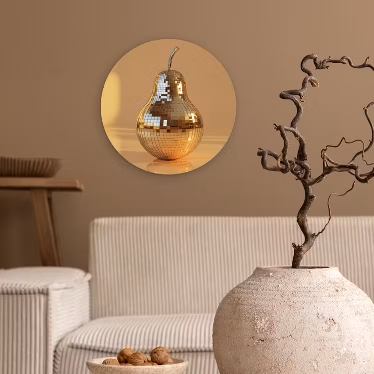 Wandcirkel - Glas - Goud - Disco - Glitter - Peer — 2