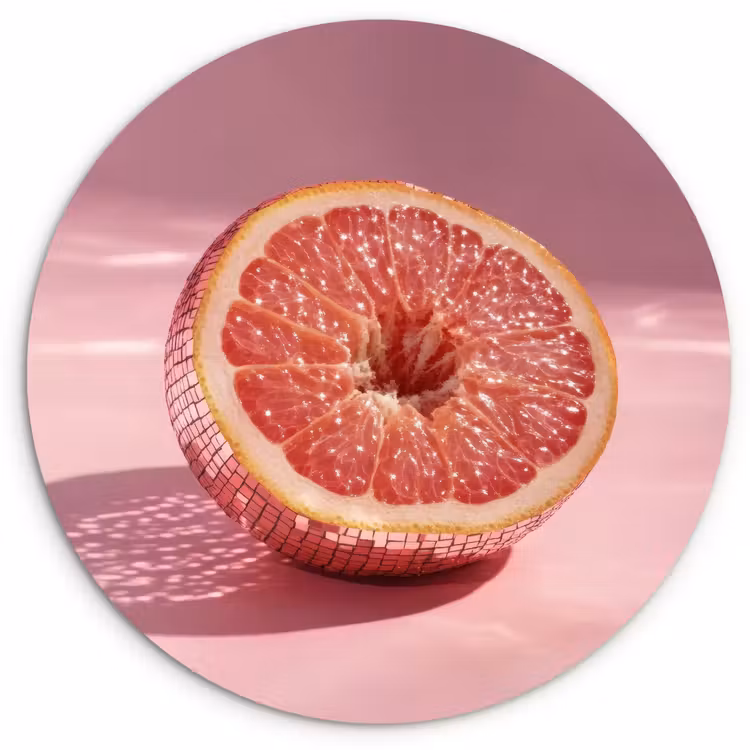 Wandcirkel - Glas - Grapefruit - Roze - Disco - Shiny — 1