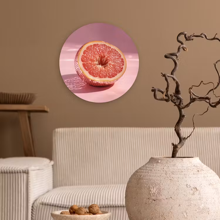 Wandcirkel - Glas - Grapefruit - Roze - Disco - Shiny — 2