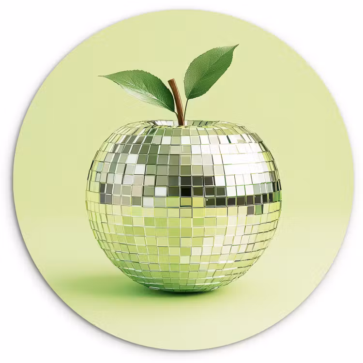Wandcirkel - Glas - Groen - Disco - Decoratie - Appel — 1