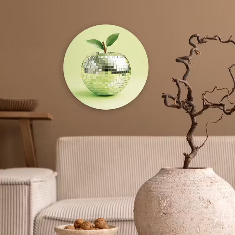 Wandcirkel - Glas - Groen - Disco - Decoratie - Appel — 2
