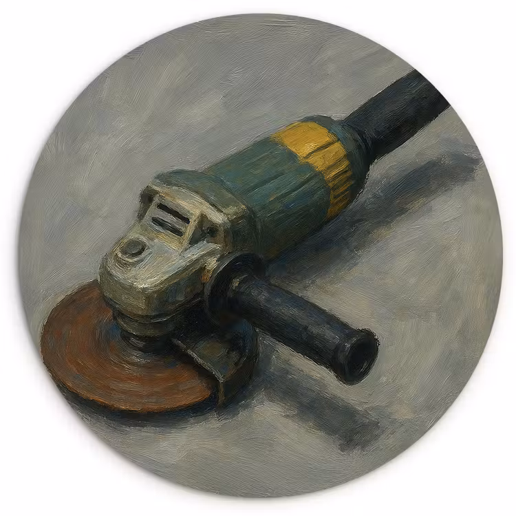Wandcirkel - Glas - Haakse slijper - Schilderij - Gereedschap — 1