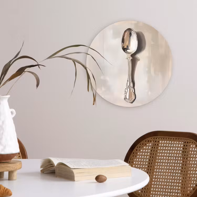 Wandcirkel - Glas - Lepel - Verf - Zilver — 4