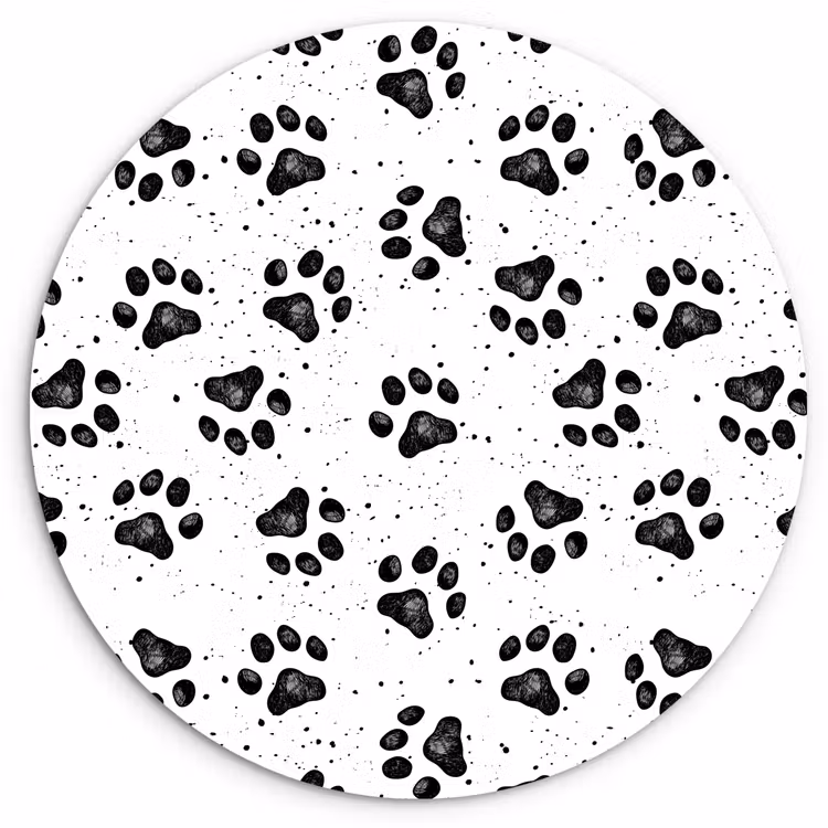Wandcirkel - Glas - Paw - Pattern -Black — 1